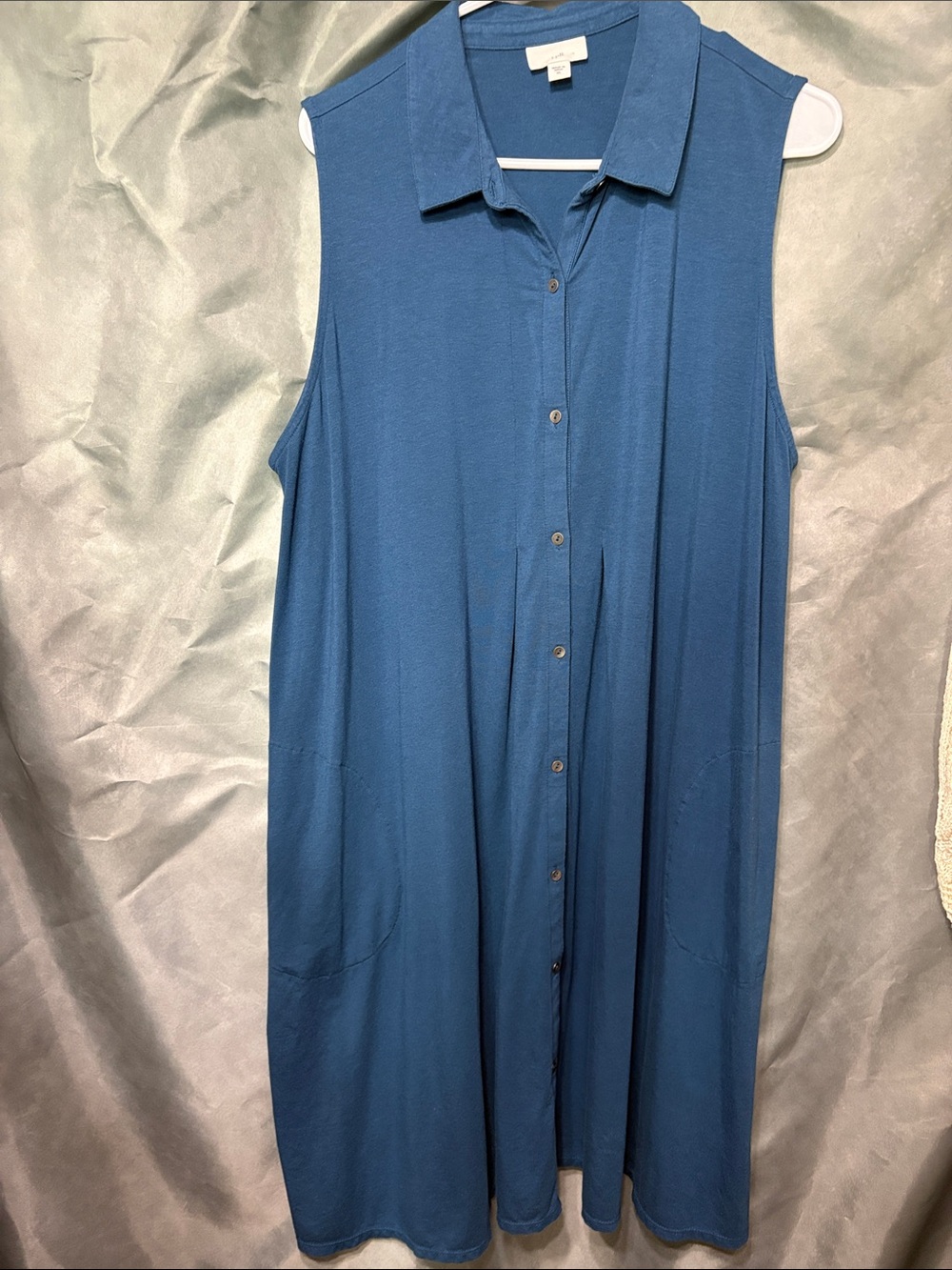 J. Jill Sleeveless Button-Front Midi Dress in Blue